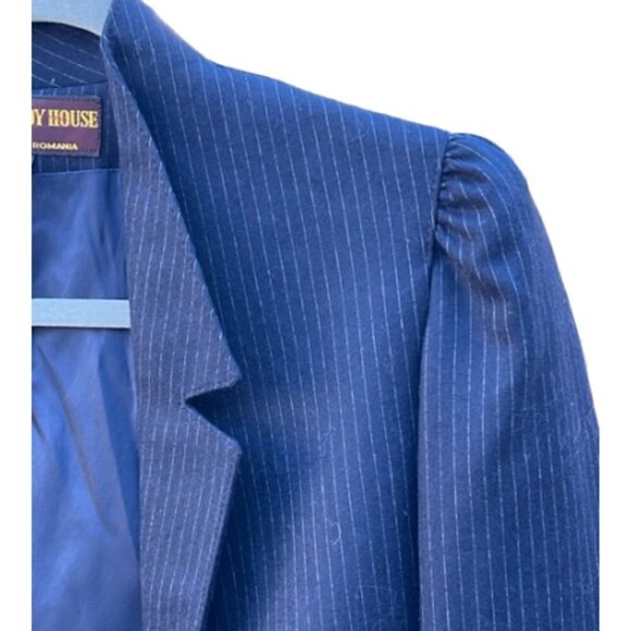 Peabody House NWT Women's Vintage Navy Blue Pinstripe Suit Skirt Set Size 11/12 - Picture 5 of 16